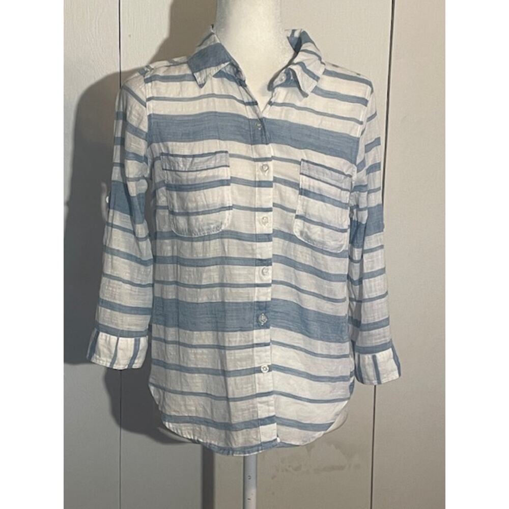 Caribbean‎ Joe Women's Size Petite Medium 100% Cotton Button -Up Blouse